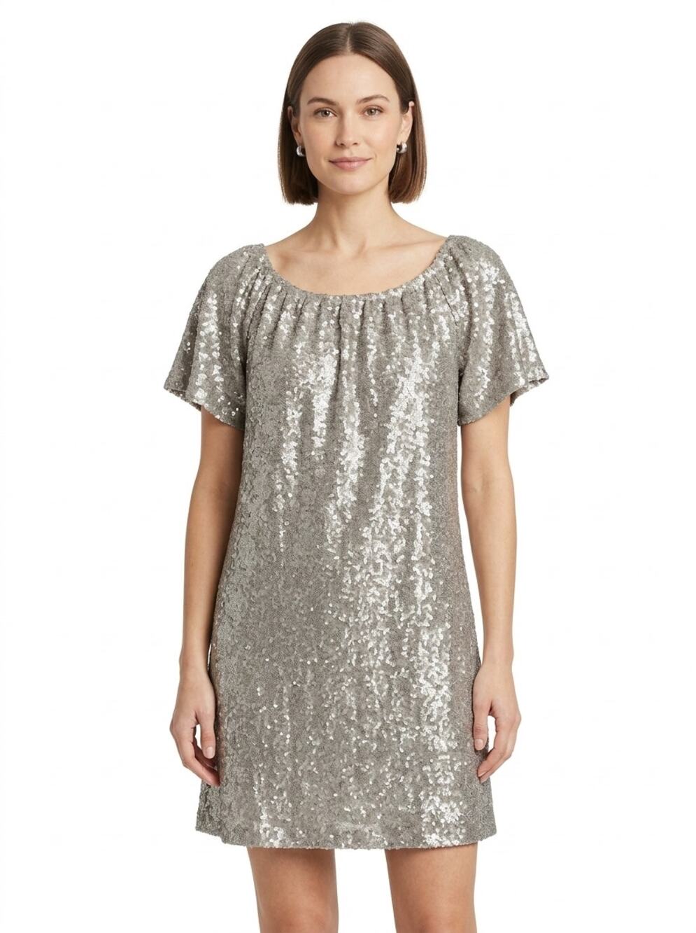 C California Gold Mini Knit Sequin Lined Dress Women Size L